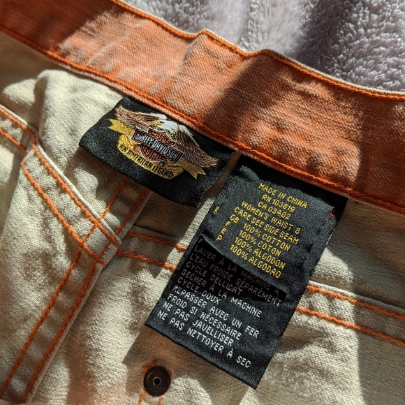 Orange denim Harley Davidson jeans - Picture 5 of 8
